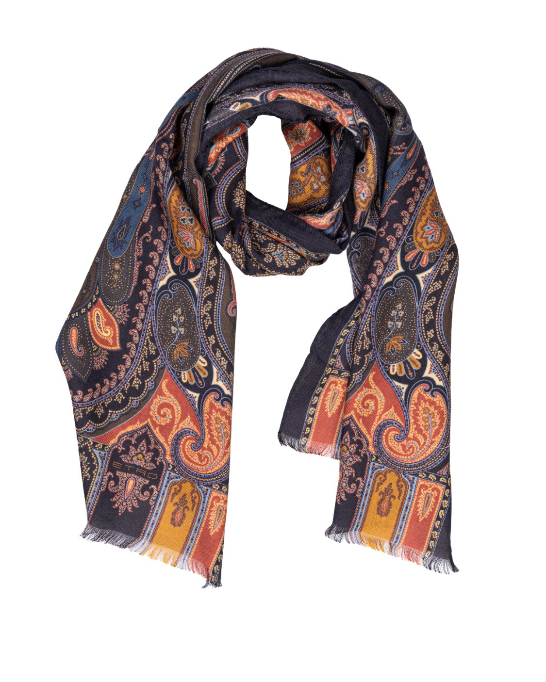 shop ETRO  Sciarpa: Etro sciarpa in cashmere e seta.
Decorata con una stampa Paisley. 
L'accessorio presenta bordi rifiniti con piccole frange.
Dimensioni: 45 x 140 cm.
Composizione: 70% cashmere, 30% seta.
Made in Italy.. WATA0005 AV260-X0810 number 8822676